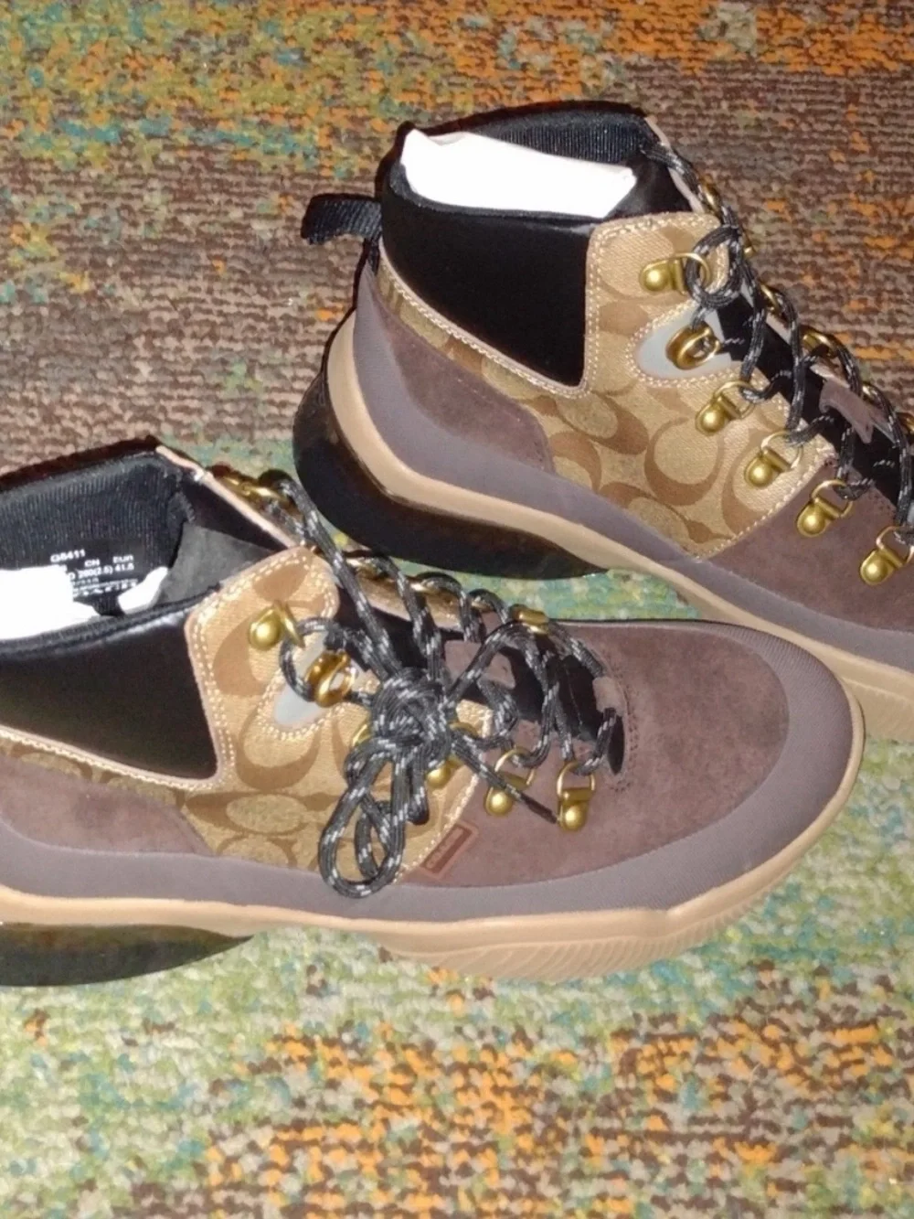 Coach Brown and Black Men's Boots with Gold Hardware
